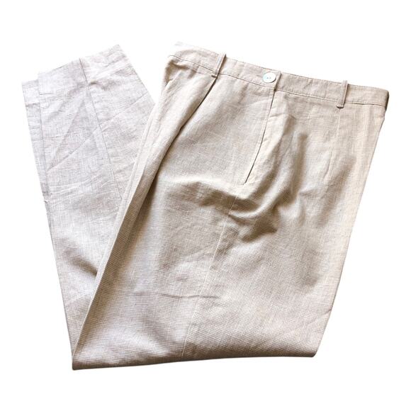 F.L. Malik Beige High Waisted Linen Rayon Tapered Pants Womens Size 12 NWT - Picture 1 of 13